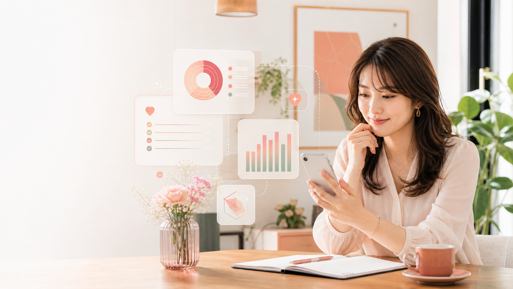 AI婚活診断を確認する女性