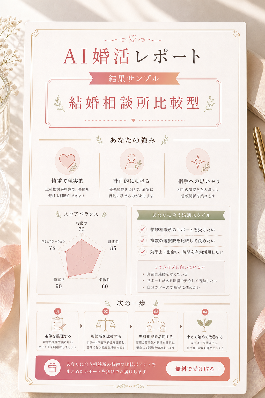 AI婚活レポートの診断結果サンプル