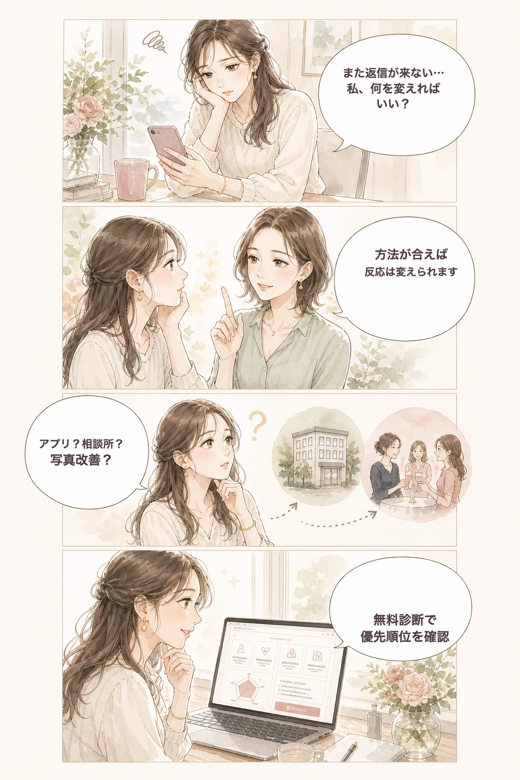 AI婚活診断で婚活の進め方を整理する漫画